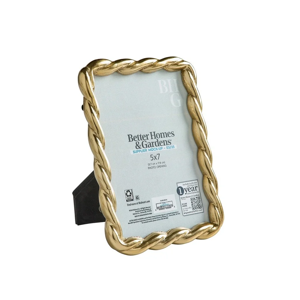 Better Homes & Gardens 5x7 Picture Frame – Gold‎ Rope Metal Tabletop Photo Frame